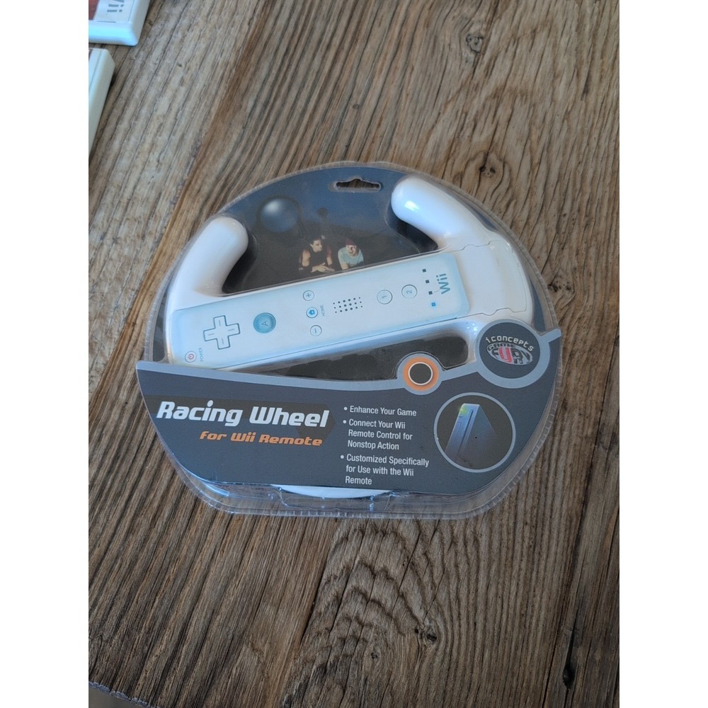 iConcepts Racing Wheel Wii Remote Nintendo White Steering Wheel wii-430-FVE NEW